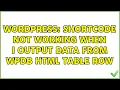 Wordpress Shortcode not working when I output data from wpdb html table row