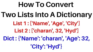 Python full course How to Convert Two Lists Into a Dictionary