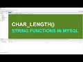 CHAR - LENGTH FUNCTION IN SQL SQL Tutorial For Beginners HINDI