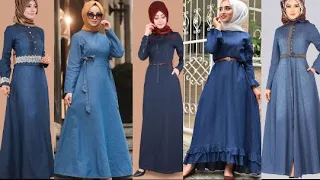 احدث استايلات دريسات جينز تركى باشيك التصميمات للمحجبات موضة 2021 