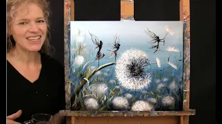 Learn How to Paint DANDELION FAIRY DANCE with Acrylic - Paint Sip at Home