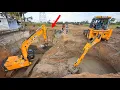 Download Lagu JCB JS215 Excavator Dig Old Well and JCB 3DX Loading Mud in Tractor Together for Repairing Well