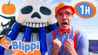 The Halloween Bouncy Castle Slide Blippi Wheels on the BUS Songs Nursery Rhymes for Kids