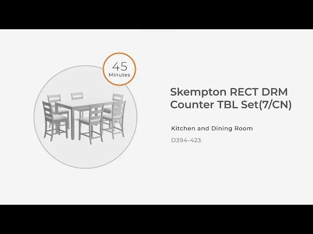 Skempton - Counter Height Dining Table and Bar Stools (Set of 7) - White / Light Brown