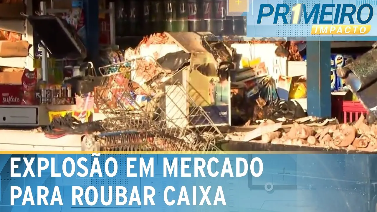 Criminosos explodem mercado para roubar caixa e carros são incendiados | Primeiro Impacto (24/10/23)