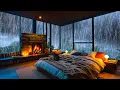No Ads Rain Sounds For Sleeping - 24 Hours of Rain Sounds Thunder Crackling Fireplace
