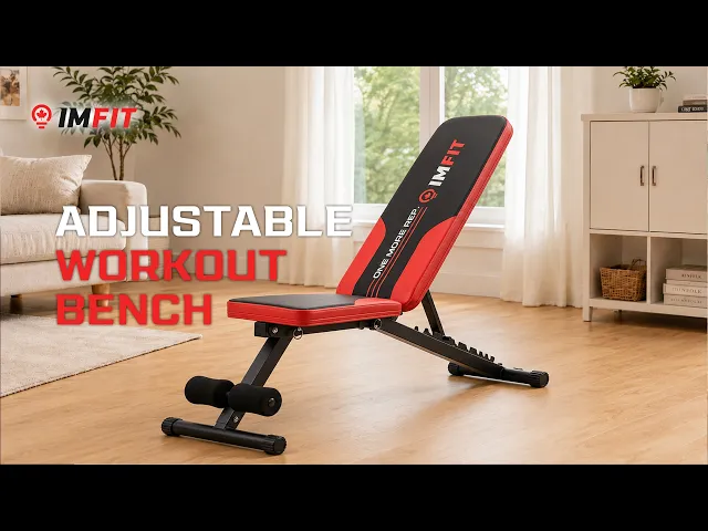 IMFIT Adjustable Workout Bench - Foldable Bench with Resistance Bands
