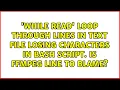 while read loop through lines in text file losing characters in Bash script is FFmpeg line to