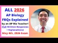 Entire 2026 AP Biology FRQ Exam - Full Explanations by AP Biology Teacher
