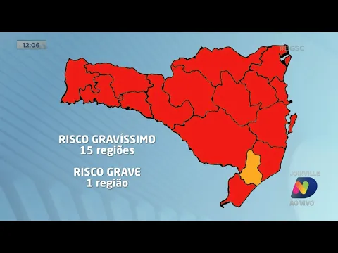 Nova matriz de risco aponta 15 regiões em nível gravíssimo para a Covid-19 em SC