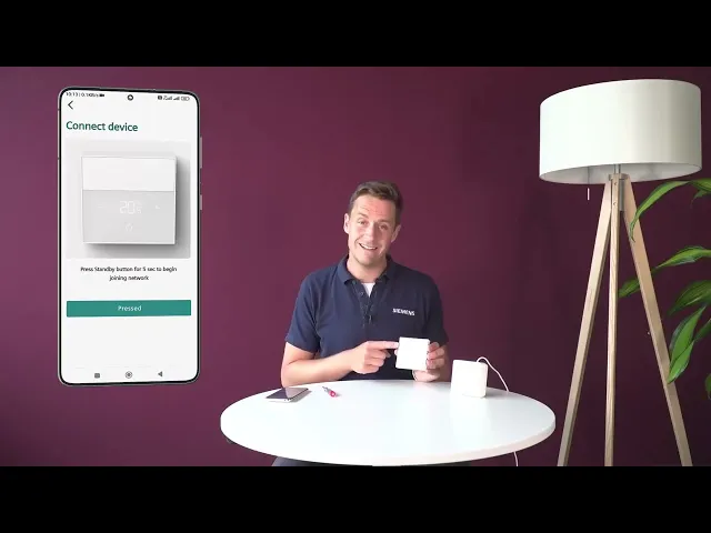 Термостат Smart за отопление 5…35 °C с реле, с батерия, Siemens, SIEMENS, RDZ100ZB в употреба.