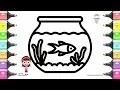 Coloring Pages For Kids FISH BOWL Drawing
