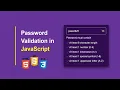 Password validation check in HTML CSS JavaScript Password Strength Check in JavaScript