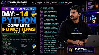 Day 14 Python AI Full Course in Kannada Complete Functions in Python Explained ITKannadigaru