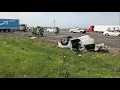 Wreckage strewn across I-80 after semi crashes through center divide collides with vehicles RAW