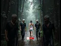 A Beautiful Woman and Two Old Men in the Middle of a Deserted Forest During Heavy Rain