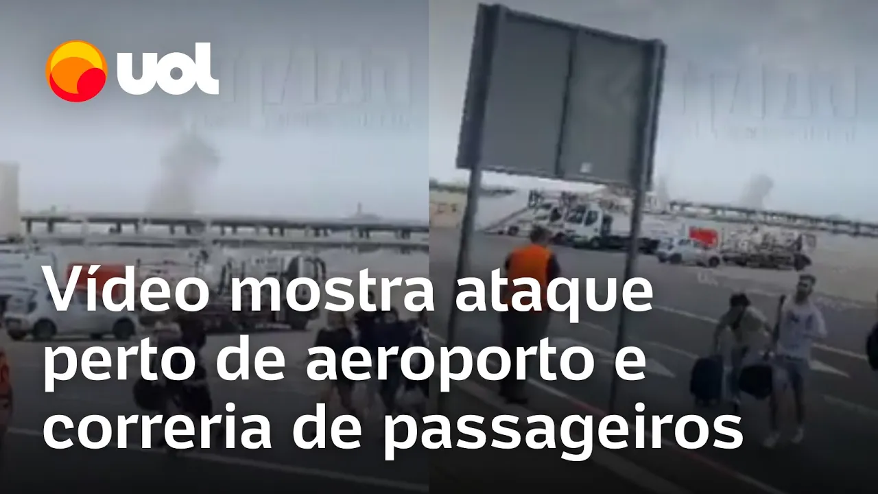 Ataque em Israel: Vídeo mostra fumaça de bombas perto de aeroporto e correria na pista