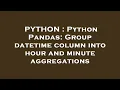 PYTHON Python Pandas Group datetime column into hour and minute aggregations
