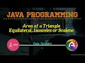 JAVA Program To Check Whether The Triangle Is Equilateral Isosceles Or Scalene And Find the Area