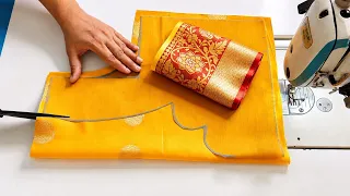 Paithani Saree Blouse Cutting & Stitching | New Back Neck Design | Silk Saree Blouse Design