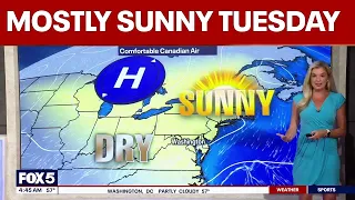 DC weather Mostly sunny Tuesday with high temperatures near 76 degrees