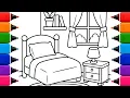 Cozy Bedroom Coloring Page Relaxing Marker Coloring
