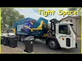 Garbage Truck Collects In Tight Spaces