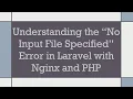 Understanding the No Input File Specified Error in Laravel with Nginx and PHP