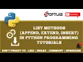 List Methods append extend insert in Python Step by Step - Python Tutorial for Beginners