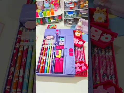 Filling jumbo pencilbox with cute stationery ✨️ 💕 #cute #asmr #stationery #shorts #youtubeshorts