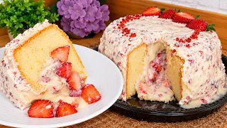 O MORANGO CRAVEJADO VIROU BOLO! BOLO VULCÃO FÁCIL DE FAZER SABOR MORANGO CRAVEJADO!