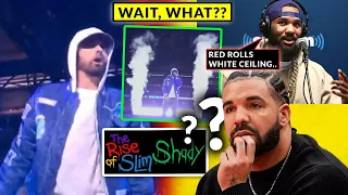 eminem surprise fans game address red rolls white ceiling em new music report spark reactions
