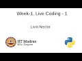 Week-1 Live Coding-1
