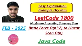 Maximum Ascending Subarray Sum LeetCode 1800 2 Approaches Java Code Developer Coder