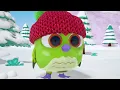 Hop Hop and Peck Peck are playing in the snow and making a colorful caterpillar out of snow.