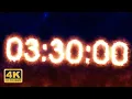 3 Hours 30 Minutes Countdown Timer - Burning 4K