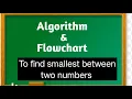 Algorithm and Flowchart to find smallest between two numbers Algorithm Flowchart