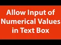 How to allow only input of numerical values in userform text-box using Excel VBA