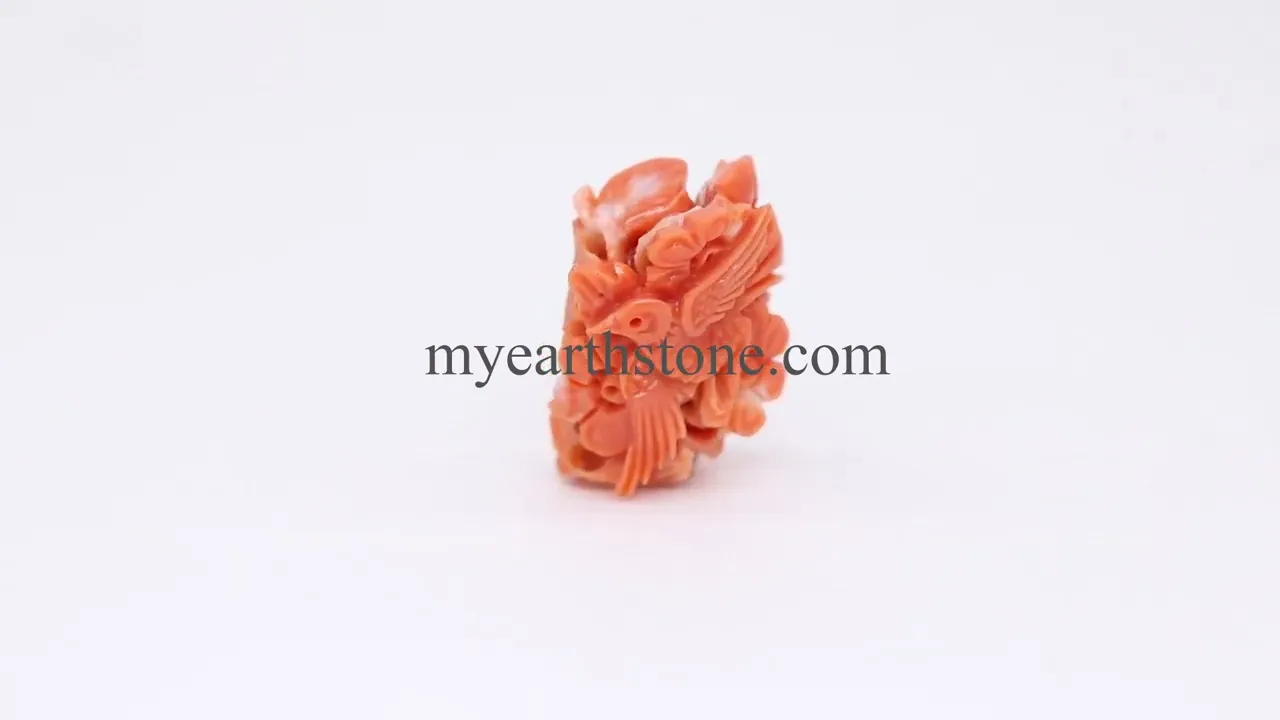 Natural Coral (Untreated) 21x17mm Carved Bird