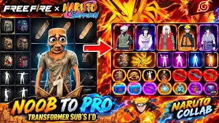 NOOB TO PRO In Naruto Collab π±π₯ | FF I'd Transformation Lvl 1β8 | Free Fire Max