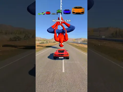 Big & Small Cars vs Spider-Man Descends on a Web