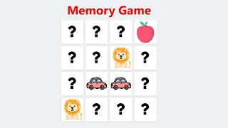 Card matching game Memory game using HTML Css JavaScript and jquery Memory Game
