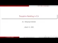 Object-Oriented programming C lecture 07 Exception Handling Part 1