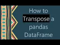 How to Transpose a pandas DataFrame