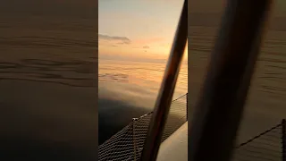 The spectacular sunrise in an overnight sail Italy to Greece! #electricsailboat #boatlife
