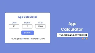 Age Calculator in HTML CSS JavaScript Doxa Dev