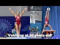 Lagu 50 year old gymnast Oksana Chusovitina competes on vault at 2025 Tashkent World Cup