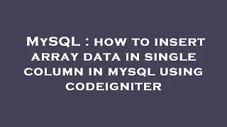 MySQL how to insert array data in single column in mysql using codeigniter