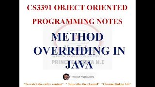 METHOD OVERRIDING IN JAVA NOTES CS3391 OBJECT ORIENTED PROGRAMMING NOTES 2021 REGULATION CSE