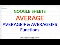 AVERAGE AVERAGEIF AVERAGEIFS Functions In Google Sheets